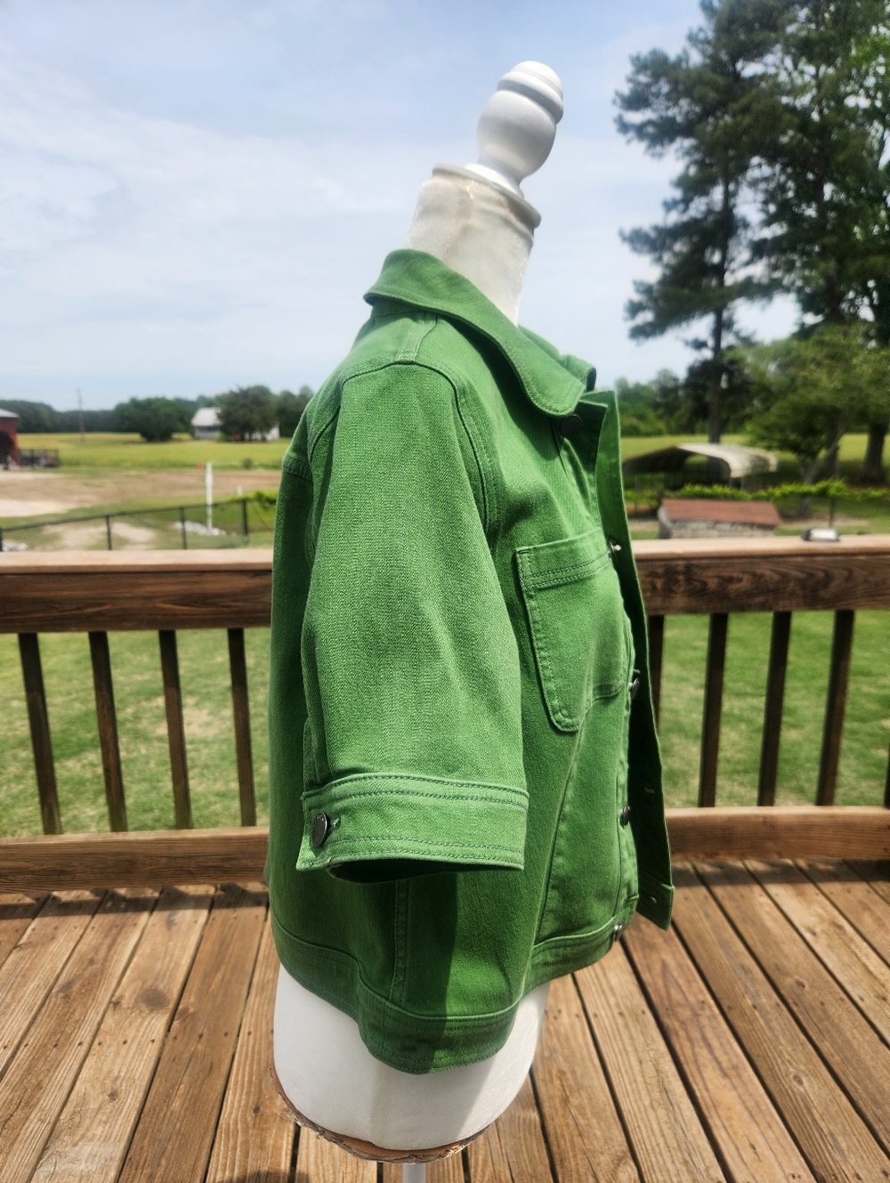 Talbots green denim short sleeved jacket Medium - Picture 4 of 11